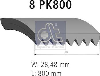 DT Spare Parts 2.21078 - Ремень поликлиновой 8PK800 (2.21078/08-00800-SX/978207) DT autosila-amz.com