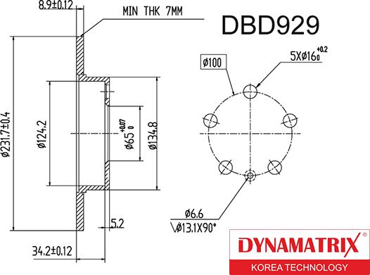 Dynamatrix DBD929 - Тормозной диск autosila-amz.com