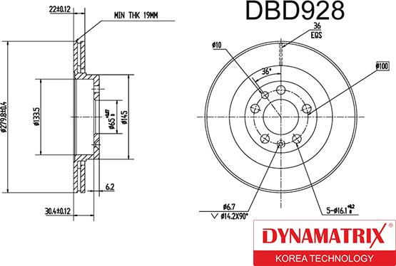 Dynamatrix DBD928 - Тормозной диск autosila-amz.com