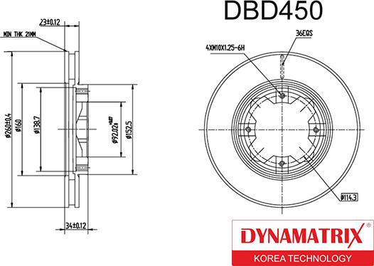 Dynamatrix DBD450 - Тормозной диск autosila-amz.com