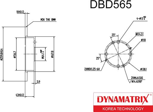 Dynamatrix DBD565 - Тормозной диск autosila-amz.com