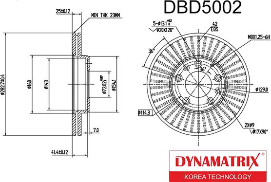 Dynamatrix DBD5002 - Тормозной диск autosila-amz.com