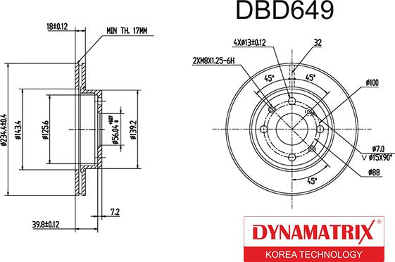 Dynamatrix DBD649 - Тормозной диск autosila-amz.com