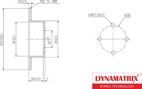 Dynamatrix DBD625 - Тормозной диск autosila-amz.com