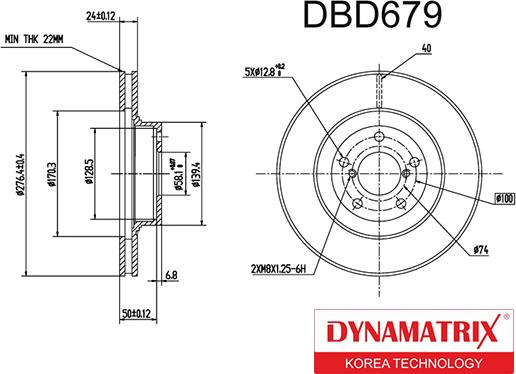 Dynamatrix DBD679 - Тормозной диск autosila-amz.com