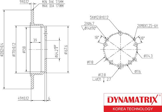 Dynamatrix DBD1933 - Тормозной диск autosila-amz.com