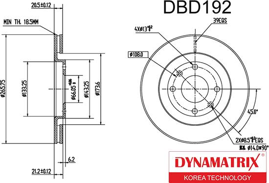 Dynamatrix DBD192 - Тормозной диск autosila-amz.com