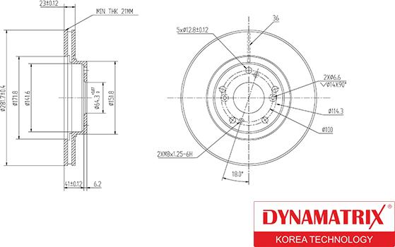 Dynamatrix DBD1496 - Тормозной диск autosila-amz.com