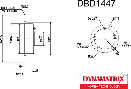 Dynamatrix DBD1447 - Тормозной диск autosila-amz.com