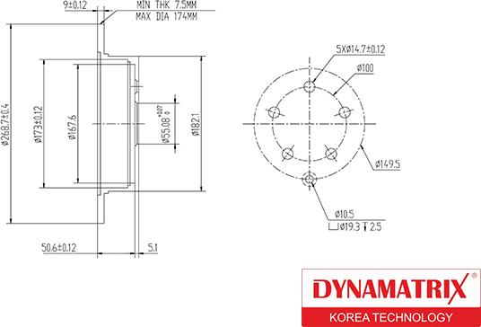 Dynamatrix DBD1485 - Тормозной диск autosila-amz.com