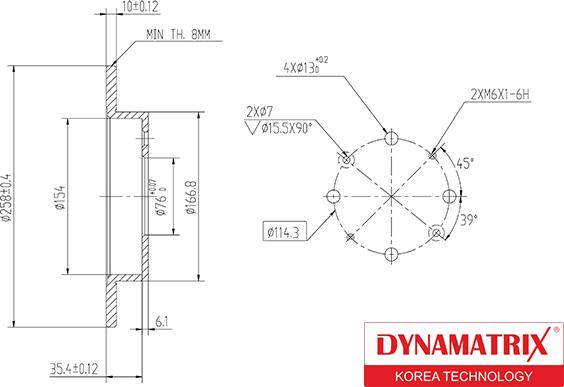 Dynamatrix DBD1541 - Тормозной диск autosila-amz.com