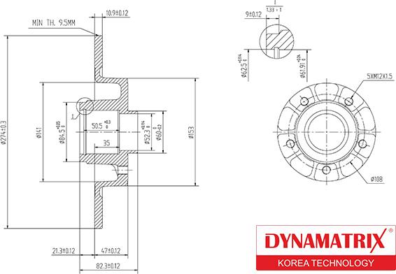 Dynamatrix DBD1569 - Тормозной диск autosila-amz.com