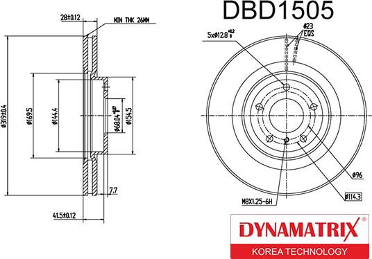 Dynamatrix DBD1505 - Тормозной диск autosila-amz.com