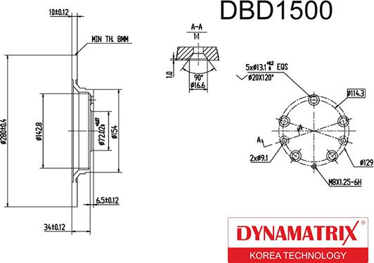 Dynamatrix DBD1500 - Тормозной диск autosila-amz.com
