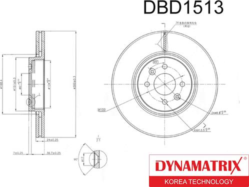 Dynamatrix DBD1513 - Тормозной диск autosila-amz.com