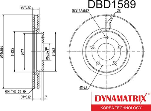 Dynamatrix DBD1589 - Тормозной диск autosila-amz.com