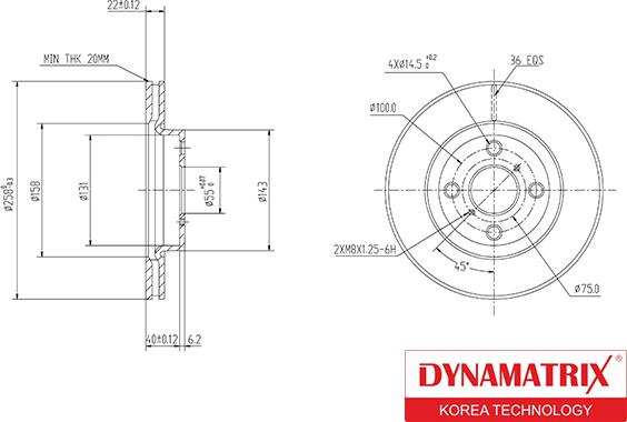 Dynamatrix DBD1587 - Тормозной диск autosila-amz.com