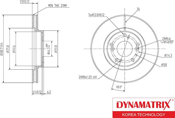 Dynamatrix DBD1539 - Тормозной диск autosila-amz.com