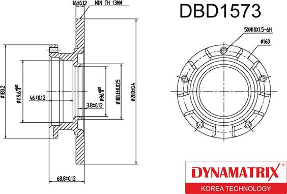 Dynamatrix DBD1573 - Тормозной диск autosila-amz.com