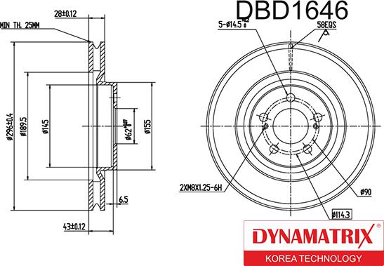 Dynamatrix DBD1646 - Тормозной диск autosila-amz.com