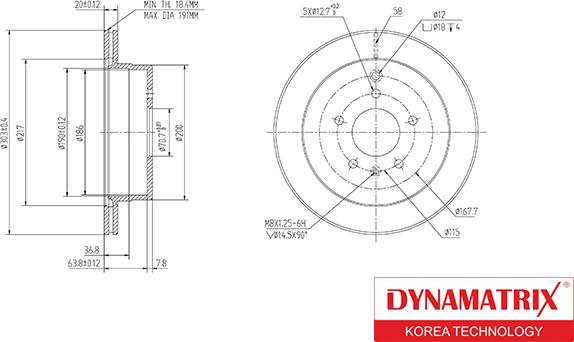 Dynamatrix DBD1660 - Тормозной диск autosila-amz.com