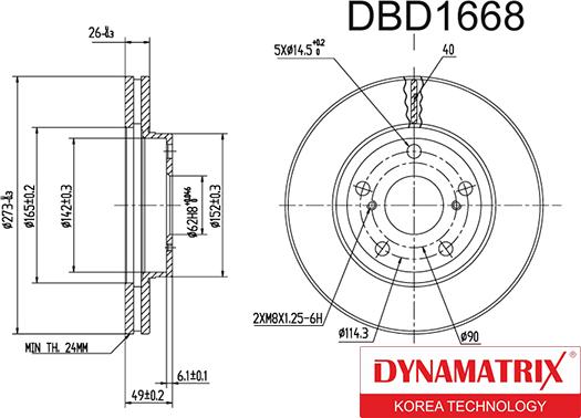 Dynamatrix DBD1668 - Тормозной диск autosila-amz.com
