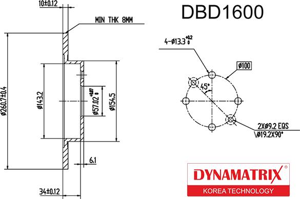 Dynamatrix DBD1600 - Тормозной диск autosila-amz.com