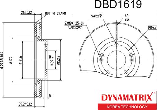 Dynamatrix DBD1619 - Тормозной диск autosila-amz.com