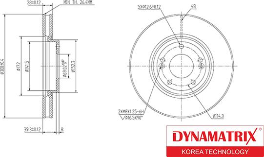 Dynamatrix DBD1630 - Тормозной диск autosila-amz.com