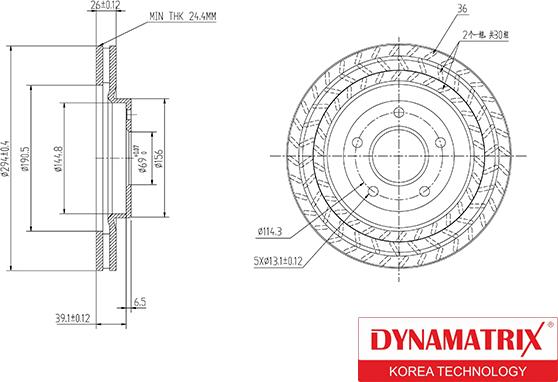 Dynamatrix DBD1624 - Тормозной диск autosila-amz.com