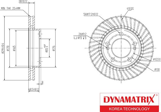 Dynamatrix DBD1627 - Тормозной диск autosila-amz.com