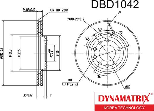 Dynamatrix DBD1042 - Тормозной диск autosila-amz.com