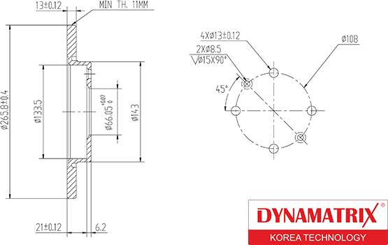 Dynamatrix DBD1000 - Тормозной диск autosila-amz.com