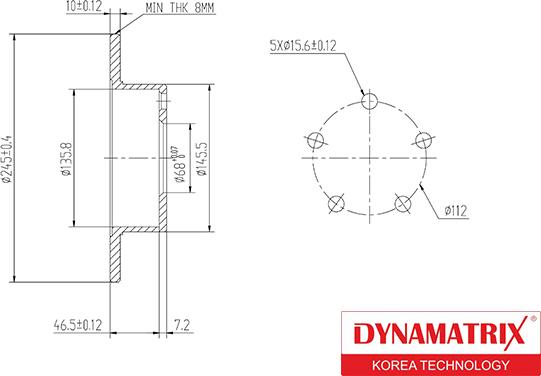 Dynamatrix DBD1033 - Тормозной диск autosila-amz.com