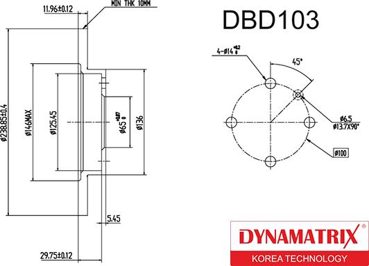 Dynamatrix DBD103 - Тормозной диск autosila-amz.com
