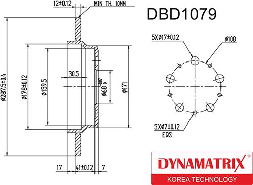 Dynamatrix DBD1079 - Тормозной диск autosila-amz.com