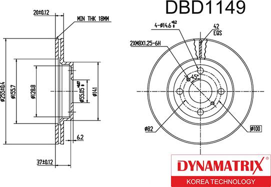 Dynamatrix DBD1149 - Тормозной диск autosila-amz.com