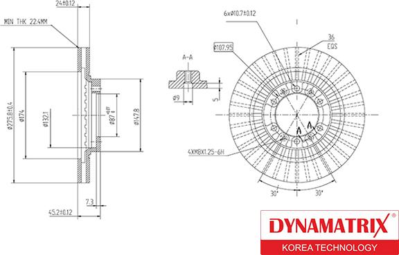 Dynamatrix DBD1109 - Тормозной диск autosila-amz.com