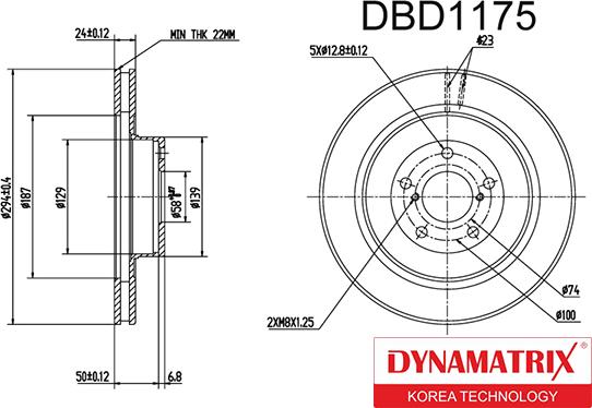Dynamatrix DBD1175 - Тормозной диск autosila-amz.com