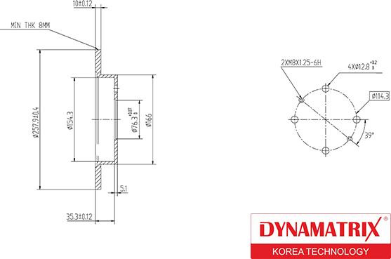 Dynamatrix DBD1176 - Тормозной диск autosila-amz.com