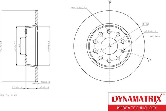 Dynamatrix DBD1895 - Тормозной диск autosila-amz.com