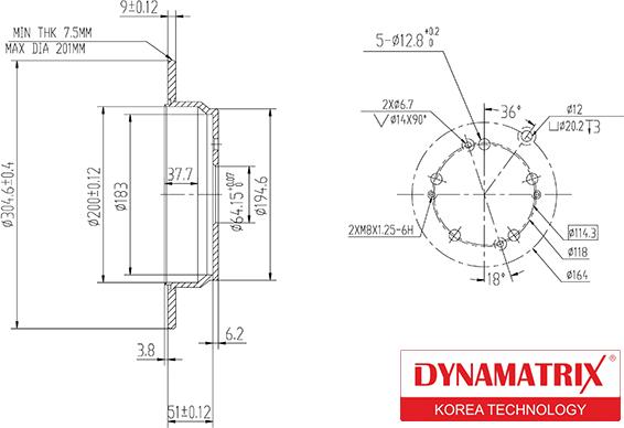 Dynamatrix DBD1860 - Тормозной диск autosila-amz.com