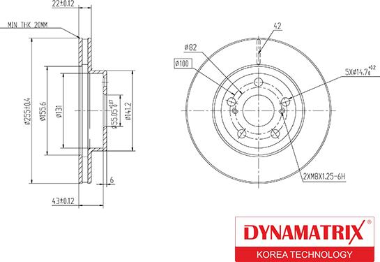 Dynamatrix DBD1886 - Тормозной диск autosila-amz.com