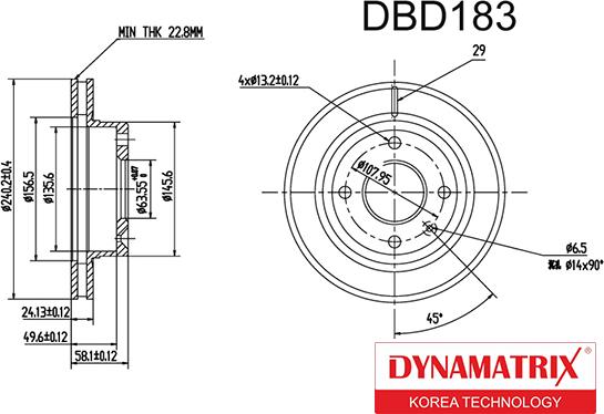 Dynamatrix DBD183 - Тормозной диск autosila-amz.com