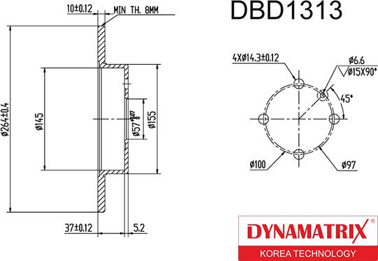 Dynamatrix DBD1313 - Тормозной диск autosila-amz.com
