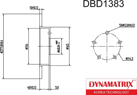 Dynamatrix DBD1383 - Тормозной диск autosila-amz.com