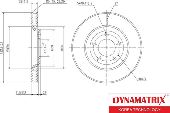 Dynamatrix DBD1372 - Тормозной диск autosila-amz.com