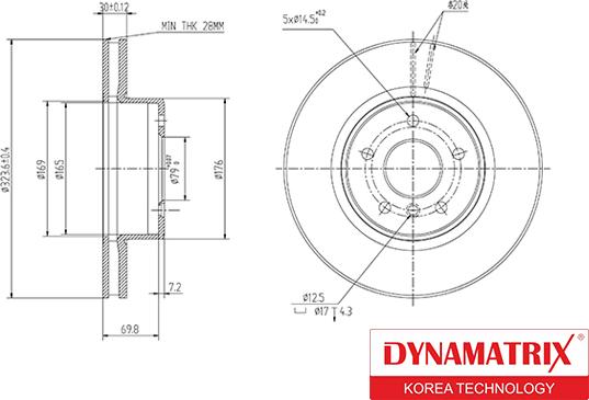 Dynamatrix DBD1242 - Тормозной диск autosila-amz.com