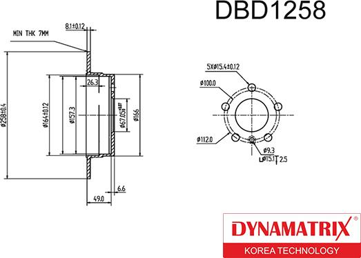 Dynamatrix DBD1258 - Тормозной диск autosila-amz.com