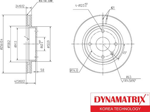 Dynamatrix DBD1257 - Тормозной диск autosila-amz.com